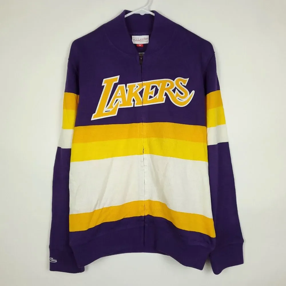 LA Lakers Mitchell & Ness NBA XS XSmall Knit‎ Sweater Purple Gold White New